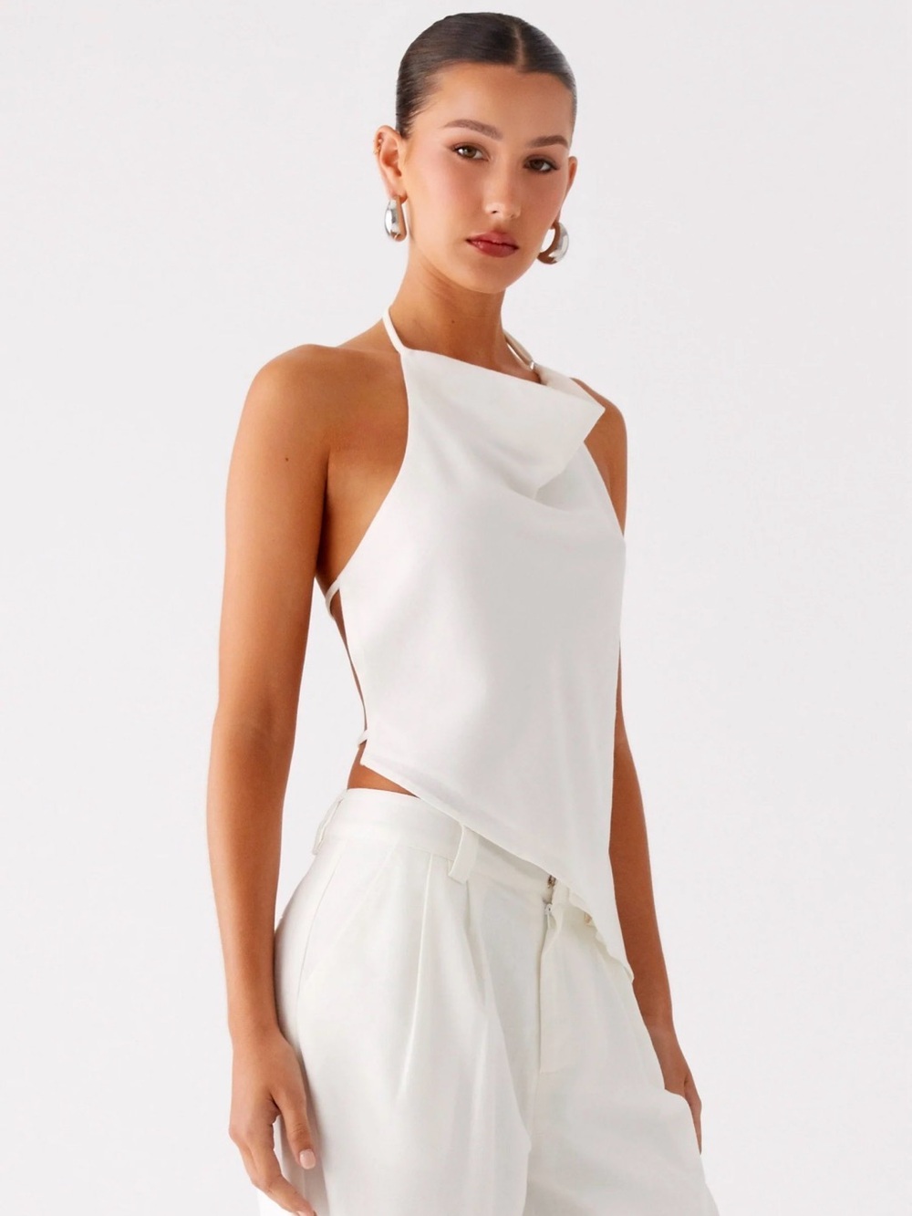 Peppermayo Delong Backless Linen Top White